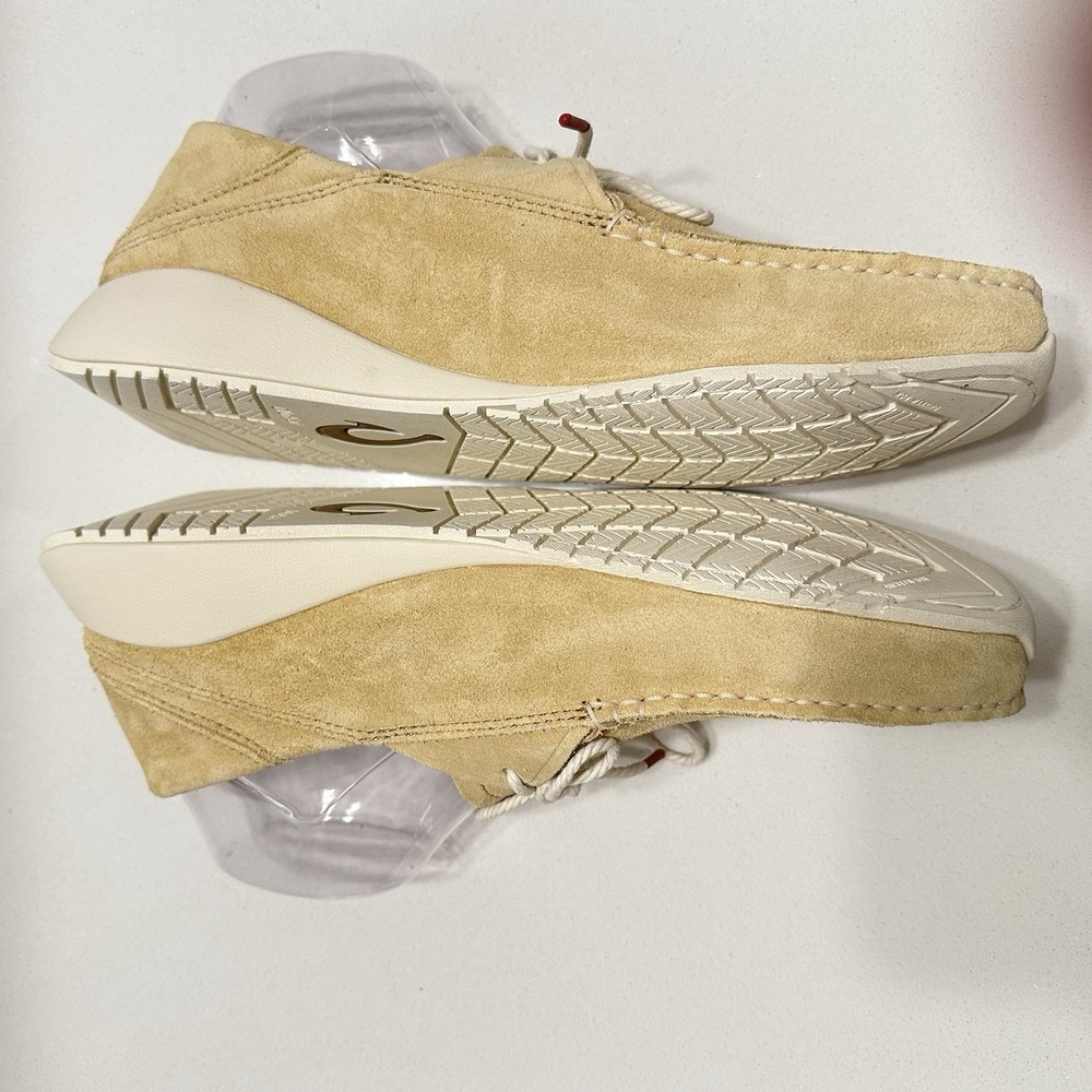 Olukai KA'A DRIVER Suede Shoes Moccasin In Golden Sand Men's Size 9 NEW Lace Up - Picture 8 of 11
